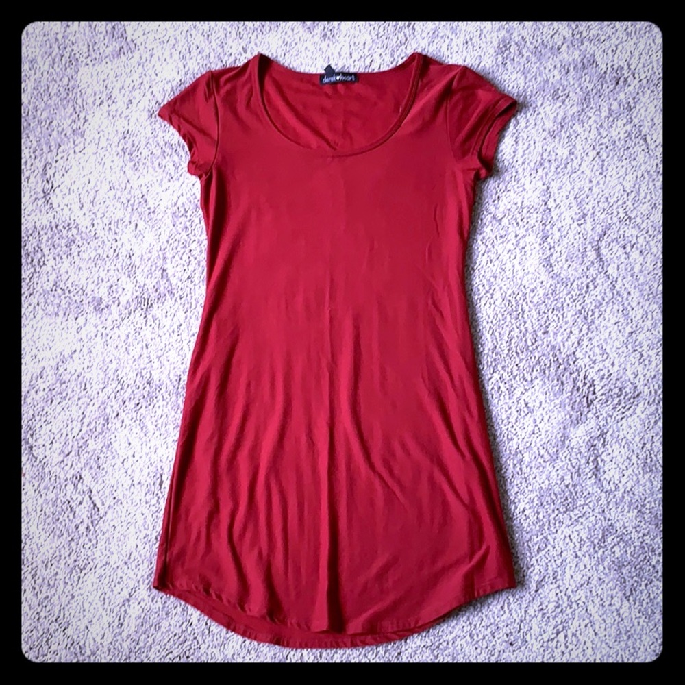 Crimson Red T-shirt Dress